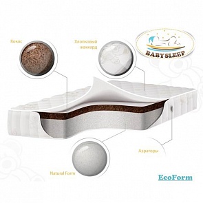 Детский матрас премиум класса BabySleep – EcoForm, Cotton (Babysleep, 00-0014561 _125 х 65)